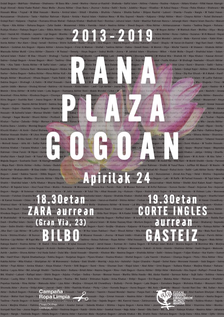 Rana Plaza gogoan izango dugu apirilaren 24an