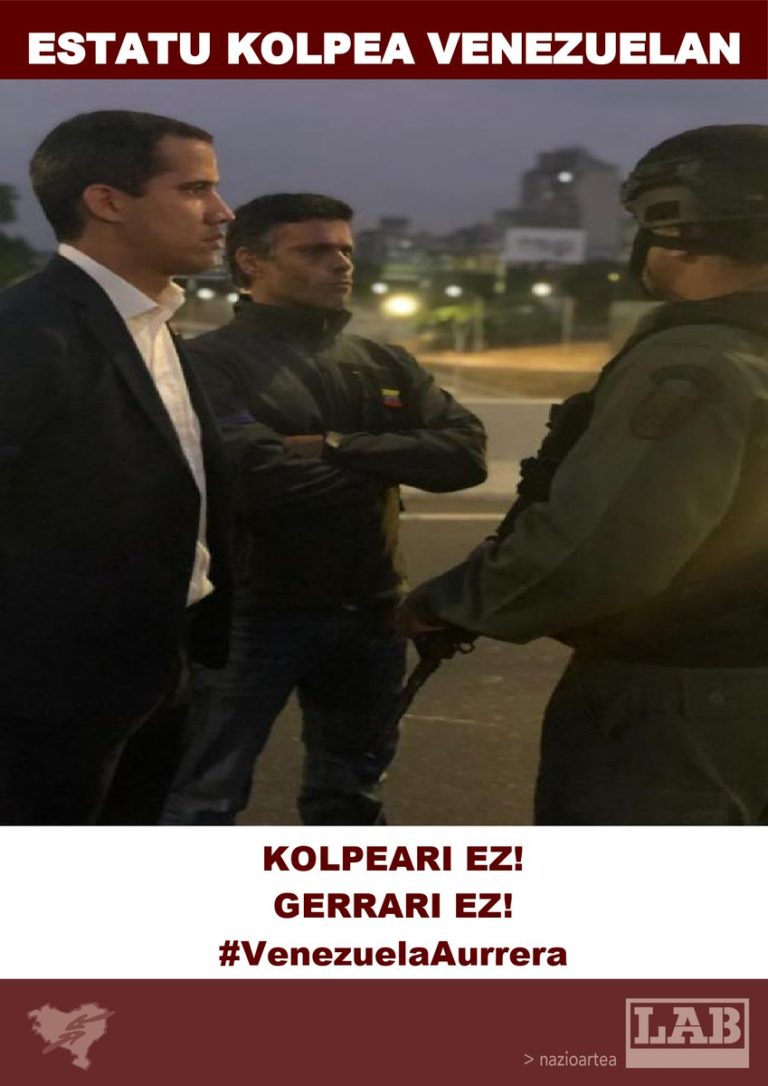 Desde Euskal Herria no a la injerencia externa, no a la intervención, ni en Venezuela ni en ningún sitio