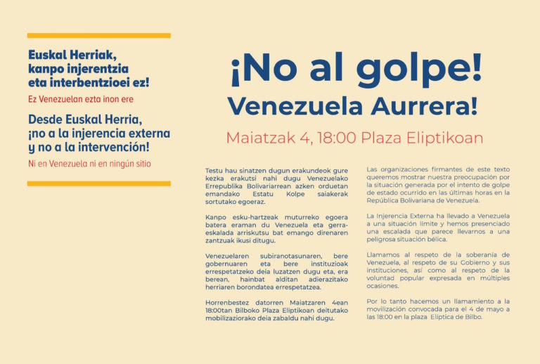 Desde Euskal Herria, ¡no a la injerencia externa y no a la intervención! ¡Ni en Venezuela ni en ningún sitio!