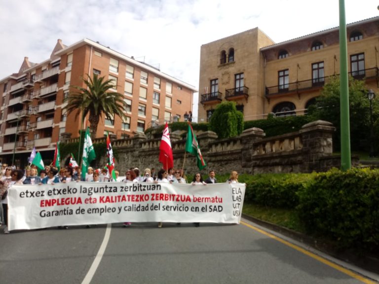 Bizkaiko Etxez Etxeko Laguntza Zerbitzuko langileek laugarren greba eguna egin dute