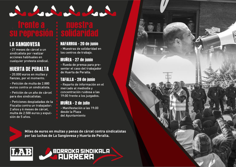 Se incrementan las movilizaciones en Navarra para hacer frente a la persecución policial y judicial contra sindicalistas