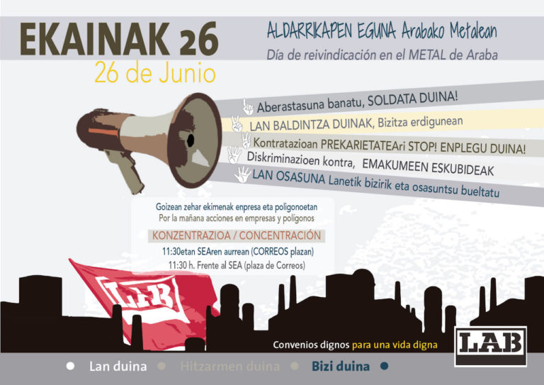 Hemos convocado un Día de Reivindicación en el metal de Araba ante la estatalización y la precariedad que defiende SEA