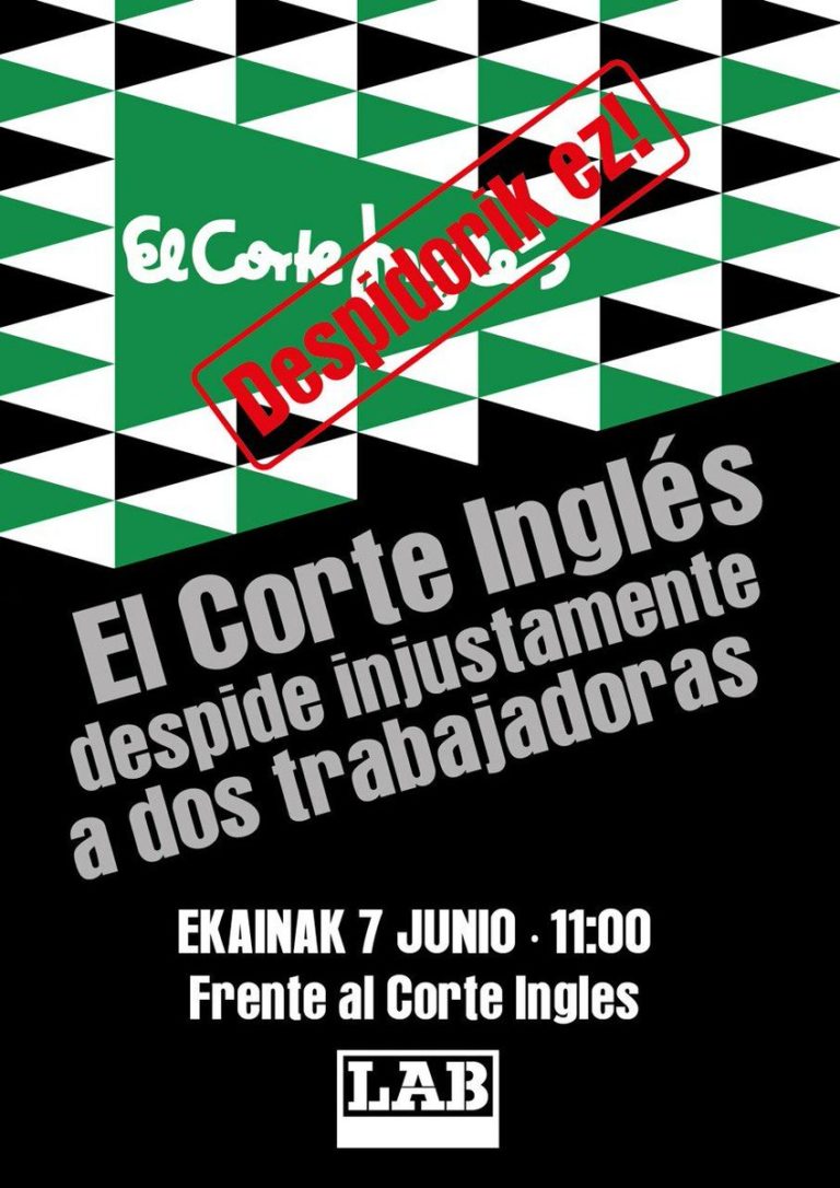 El Corte Inglés de Iruñea despide a dos trabajadoras, bajo acusaciones falsas, con el único objetivo de amedentrar a la plantilla