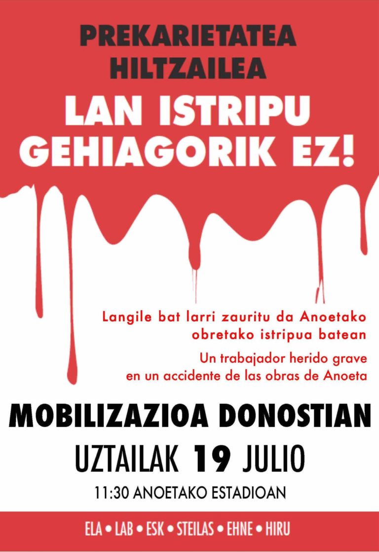 Errotiko aldaketa exijitzen diogu Eusko Jaurlaritzari lan osasuneko politiketan