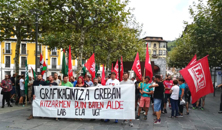 Gipuzkoako Grafikagintzako bosgarren greba egunak %70eko jarraipena izan du