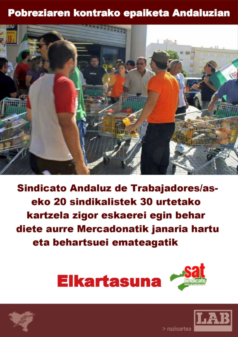 Elkartasuna adierazi diogu SAT sindikatuari Sevillan egingo den epaiketaren aurrean