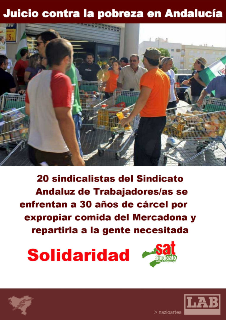 Hemos mostrado nuestra solidaridad al SAT ante el juicio de hoy en Sevilla