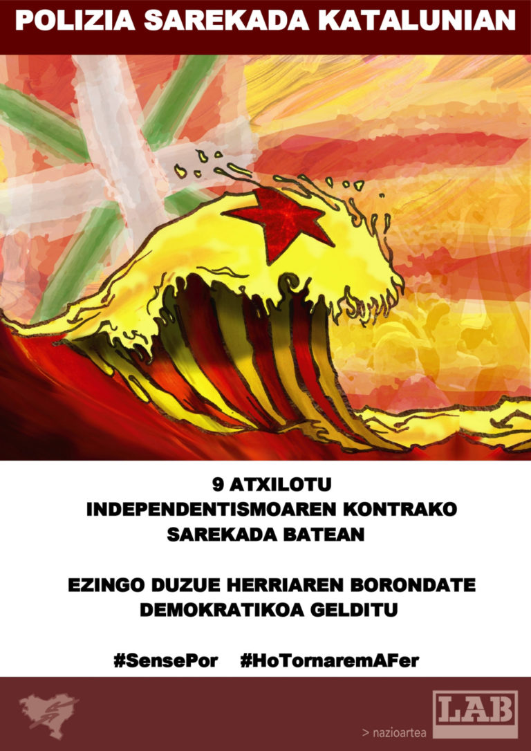 Katalunian izandako polizia operazioa salatu nahi dugu, eta Kataluniako herriari elkartasuna eta babesa adierazi