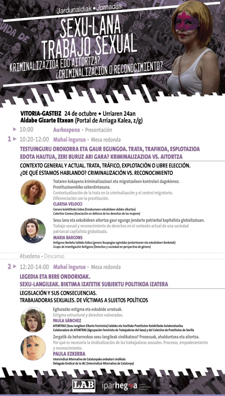 Sexu langileei ahotsa emango diegu Gasteizen, ostegunean egingo ditugun jardunaldiak direla eta