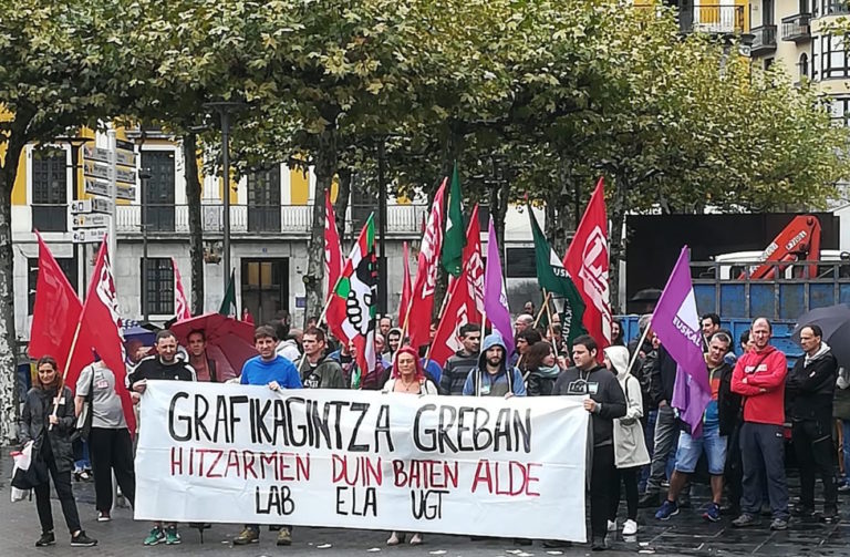 ADEGIren hipokrisia salatzen dugu eta Gipuzkoako Grafikagintzako langileen borroka eredugarritzat jotzen dugu