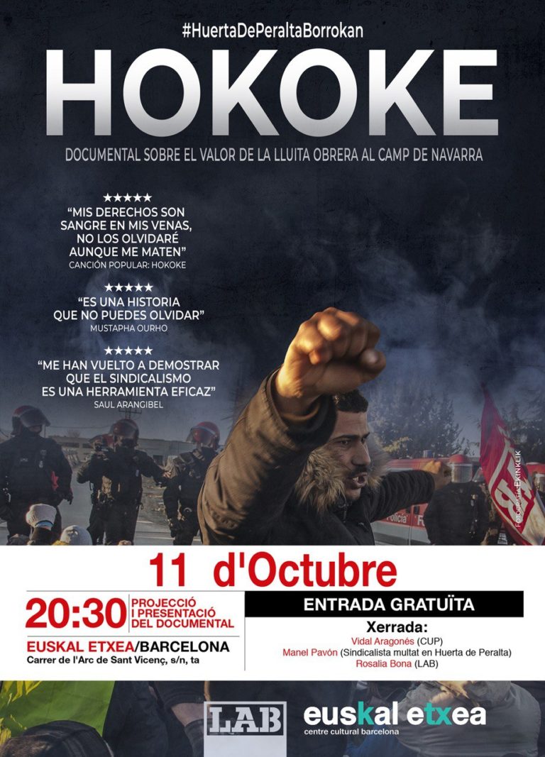 Huerta de Peraltako borrokaren inguruko Hokoke dokumentala aurkeztuko dugu Katalunian, asteburu honetan