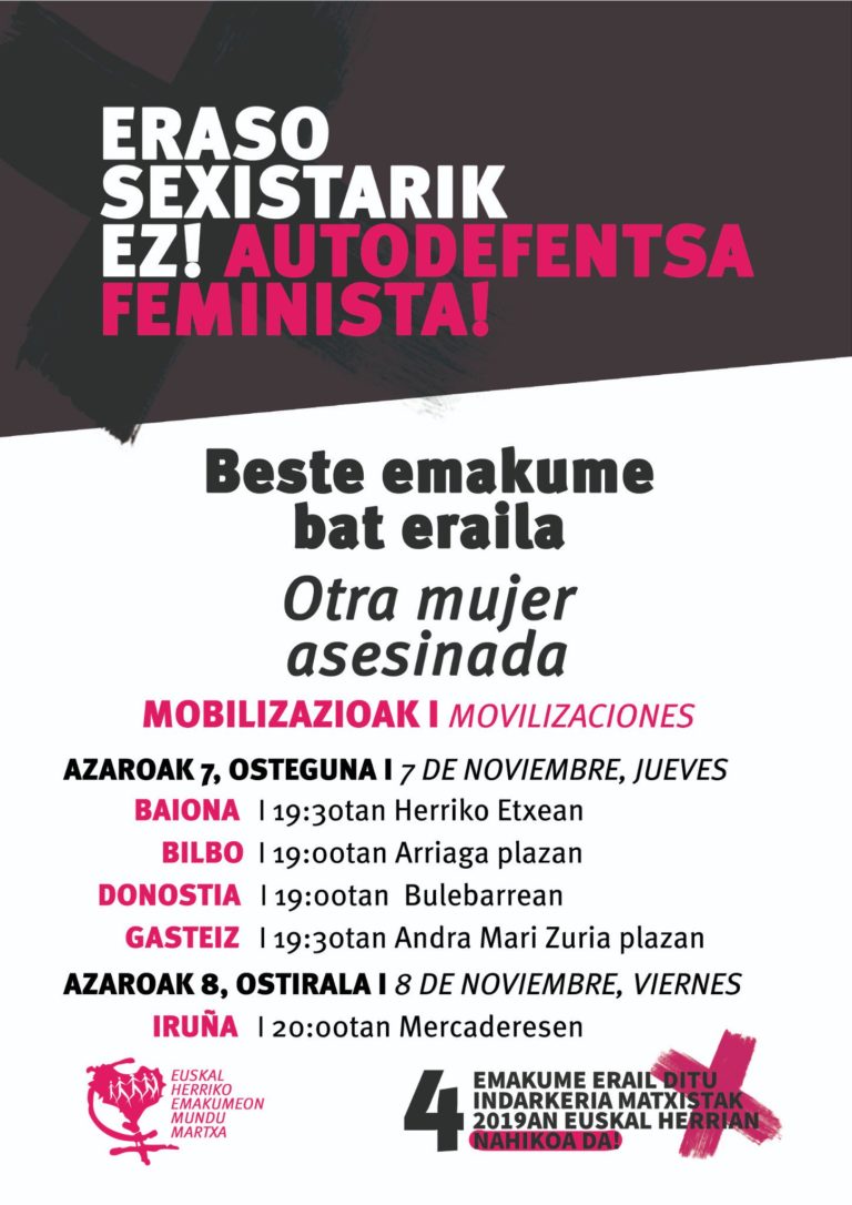 Azken erailketa matxista salatzeko mobilizazioekin egin dugu bat