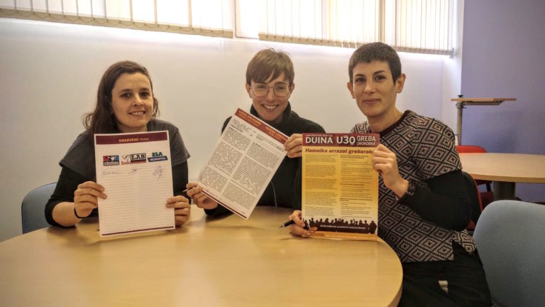 Hego Euskal Herriko Hezkuntza Publikoko gehiengo sindikalak bat egin du urtarrilaren 30eko Greba Orokorraren deialdiarekin