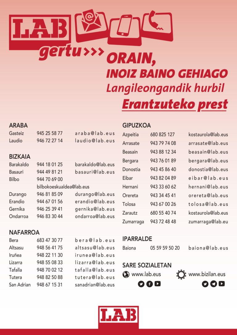 Langileongandik hurbil, erantzuteko prest!