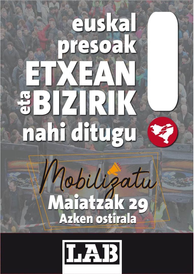 Presoen eskubideen alde mobilizatzeko deia egiten diegu langileei ostiralerako