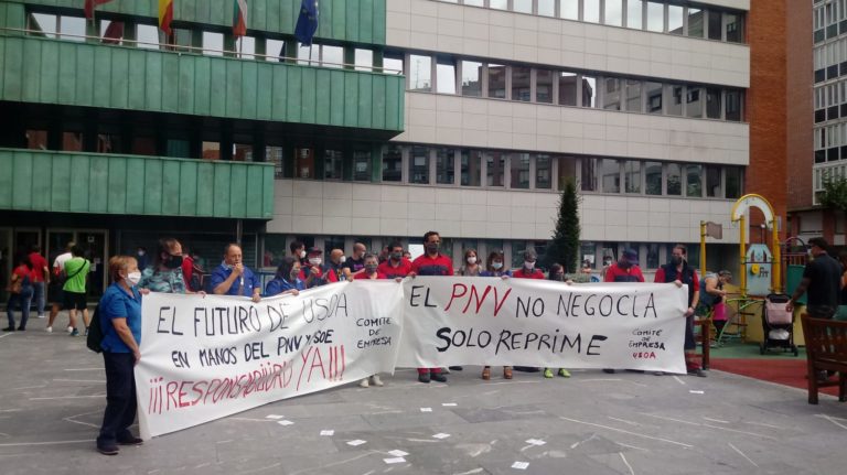 Usoako langileak gaur mobilizatu dira berriro, EAJren atzoko ekitaldian gertatutakoagatik suminduta