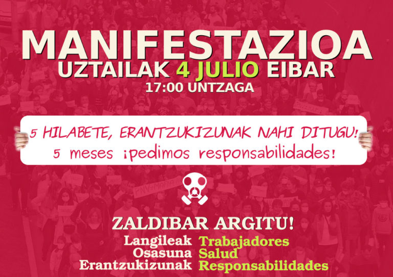 Dei egiten diegu langileei Zaldibar Argitu!-ren larunbateko manifestazioan parte har dezaten