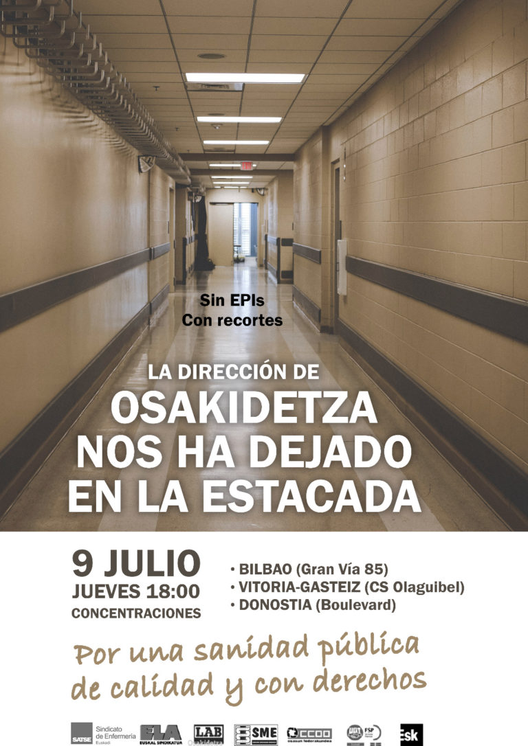 Osasun arloko politika publikoak errotik aldatzeko eskatu diogu Jaurlaritzari