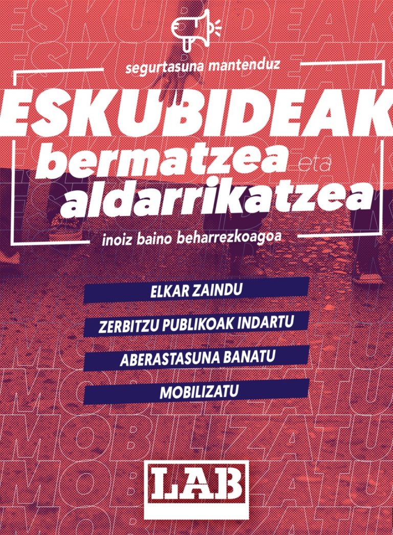 Pedimos al Gobierno Vasco que, entre las excepciones, se garantice la movilidad de las y los trabajadores para llevar a cabo la acción sindical