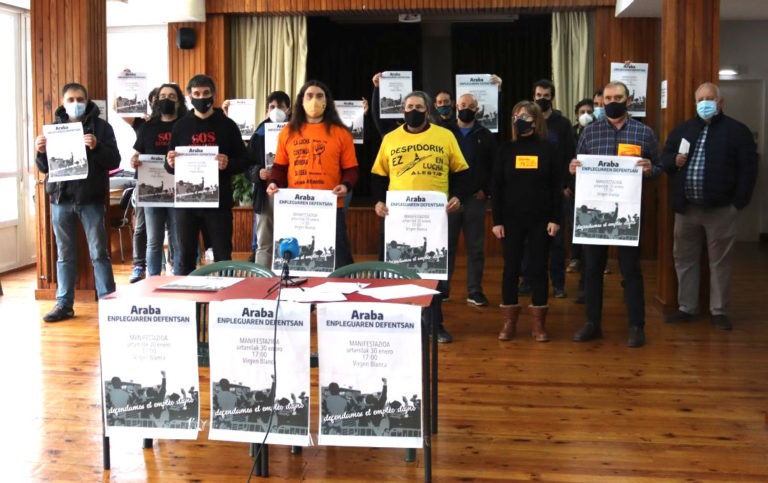 Convocada una manifestación para el 30 de enero en Gasteiz, en defensa del empleo en Araba