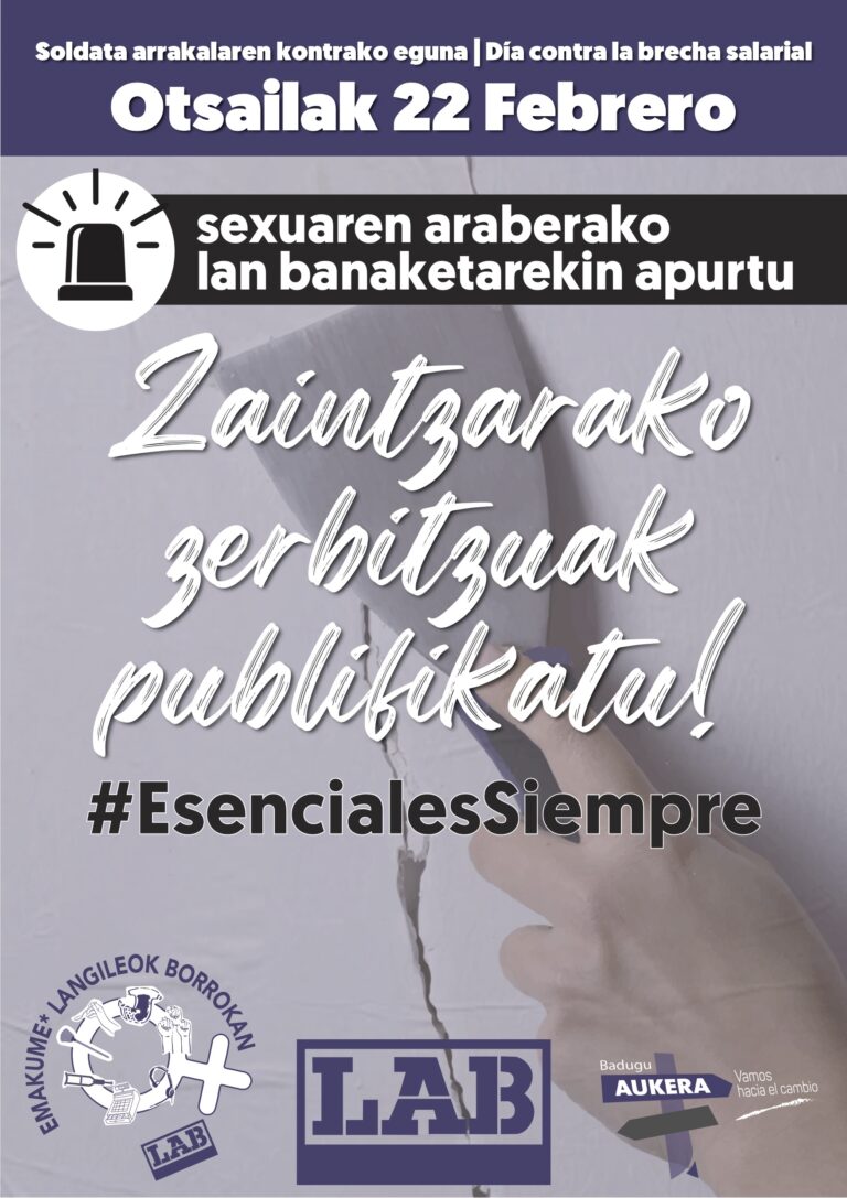 ¡Contra la brecha salarial acabemos con la división sexual del trabajo! ¡Publificación de los cuidados ya!