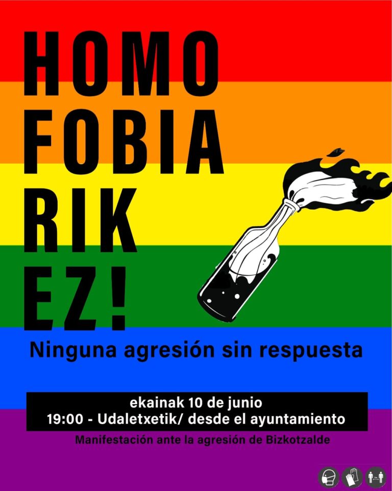 Denunciamos la agresión homófoba sucedida en Basauri y nos solidarizamos con la persona agredida