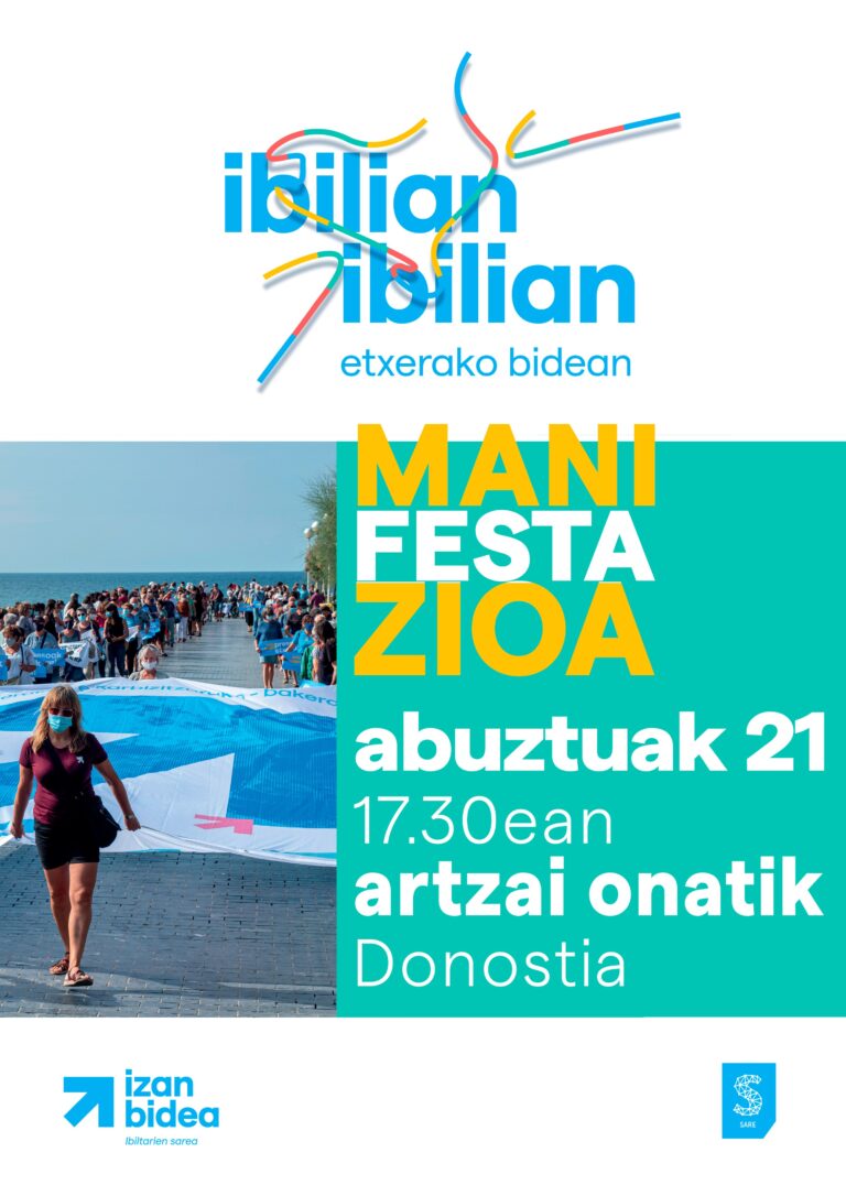Nos sumamos a la manifestación convocada por Sare el próximo sábado en Donostia dentro de la iniciativa “Ibilian ibilian”