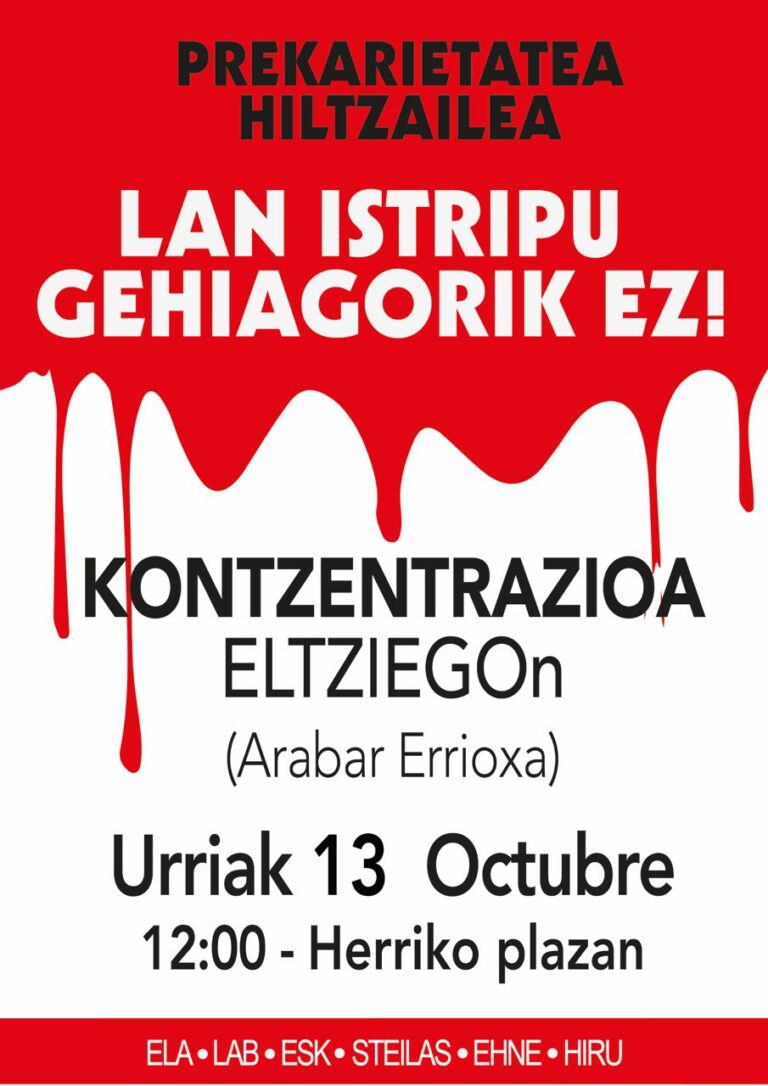 Exigimos medidas urgentes para acabar con una sangría, la de las muertes en el trabajo, que está extendida en todos los sectores
