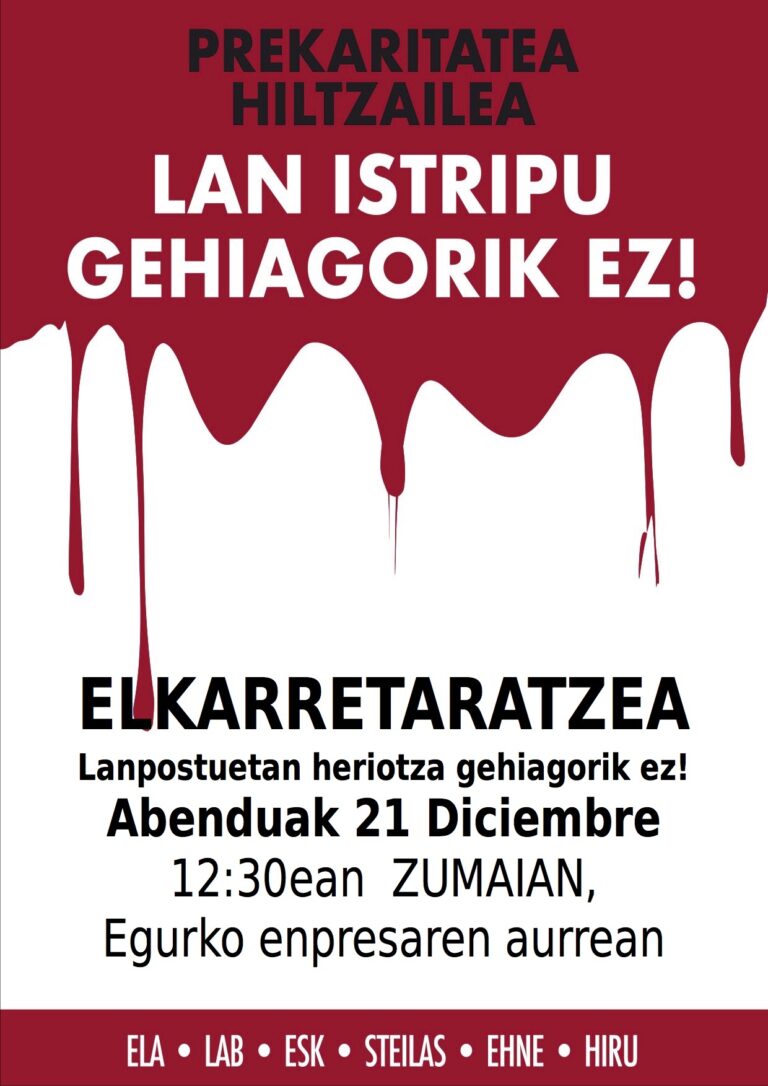 Llamamos a responder ante las condiciones laborales que matan