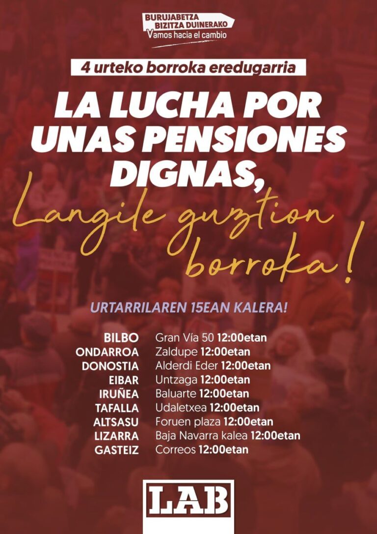 La lucha por unas pensiones dignas es la lucha de todas y todos los trabajadores