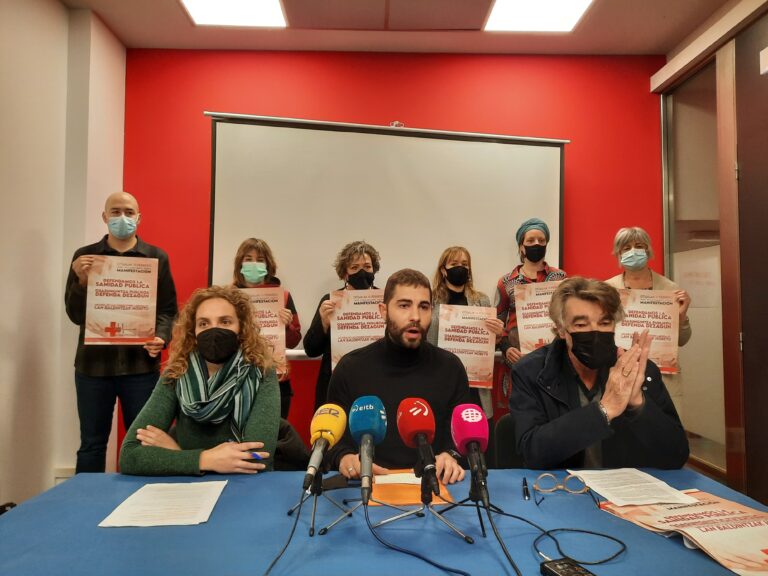 Hemos llamado a participar en la manifestación de este viernes en defensa de la sanidad pública y por la mejora de las condiciones laborales del personal de Osasunbidea
