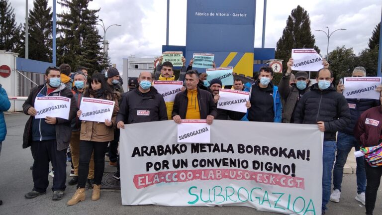 Hemos exigido el derecho de subrogación para las personas subcontratadas en el metal de Araba