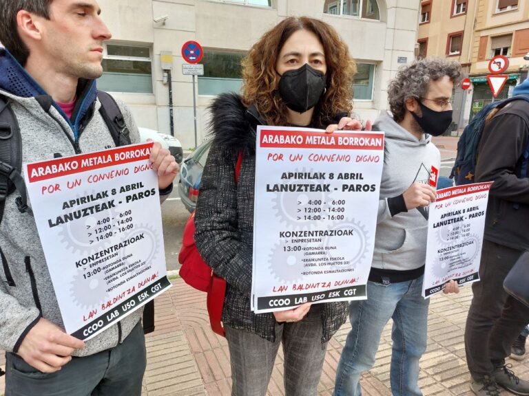 El 8 de abril, realizaremos paros de dos horas en el metal de Araba