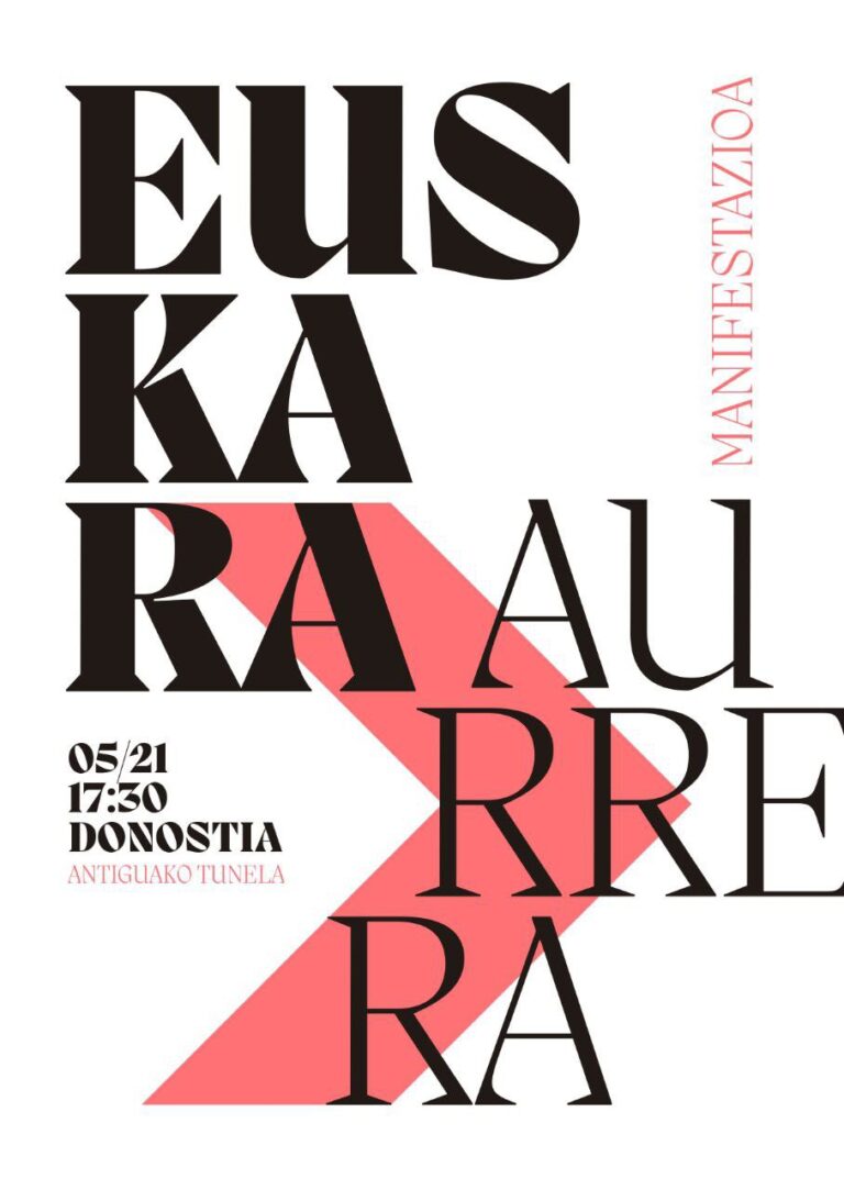 Llamamos a participar en la manifestación que se llevará a cabo el sábado en Donostia bajo el lema «Euskara aurrera»