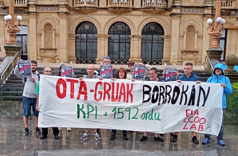Hemos denunciado la situación de las plantillas de la OTA y Grúas en Gipuzkoa y el bloqueo de la negociación