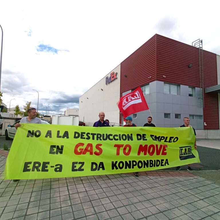 Hemos convocado paro y huelga en Gas To Move ante la presentación de un ERE de extinción para toda la plantilla en Gasteiz
