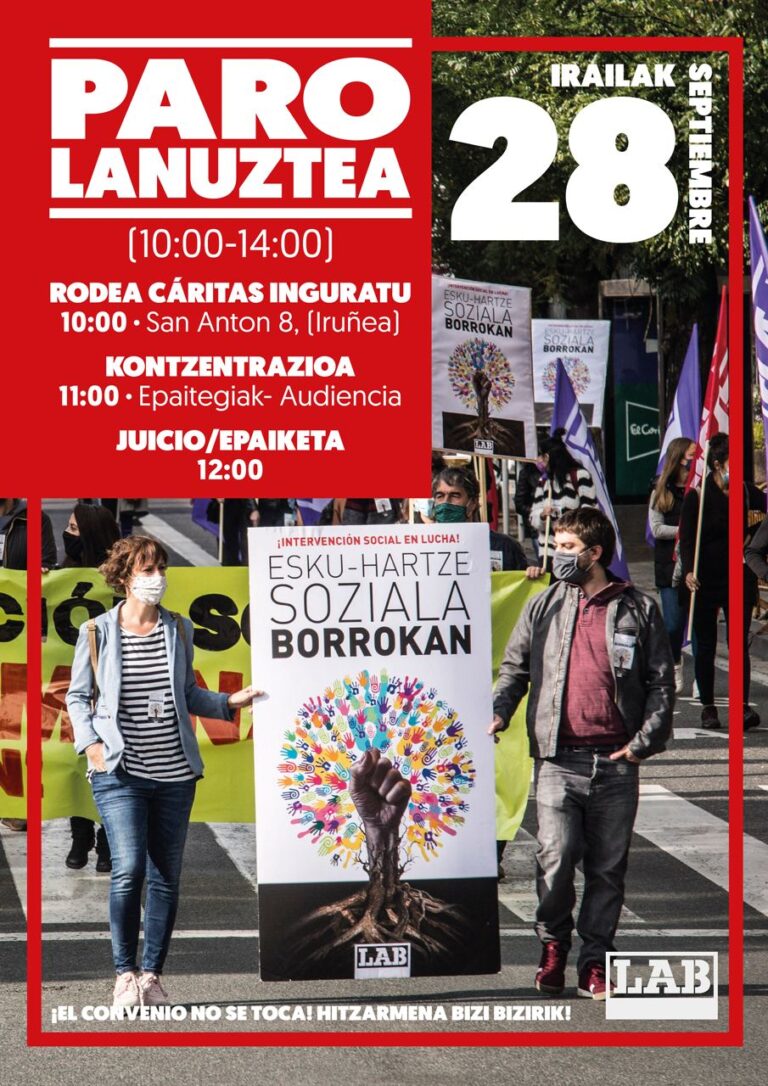 Hemos organizado protestas y paros ante el comienzo del juicio sobre la impugnación al convenio de Intervención Social de Nafarroa