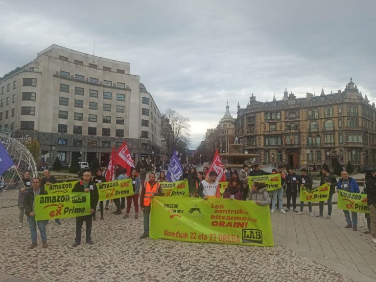 Las huelgas convocadas por LAB en Amazon de Trapagaran dejarán más de 60.000 paquetes sin repartir