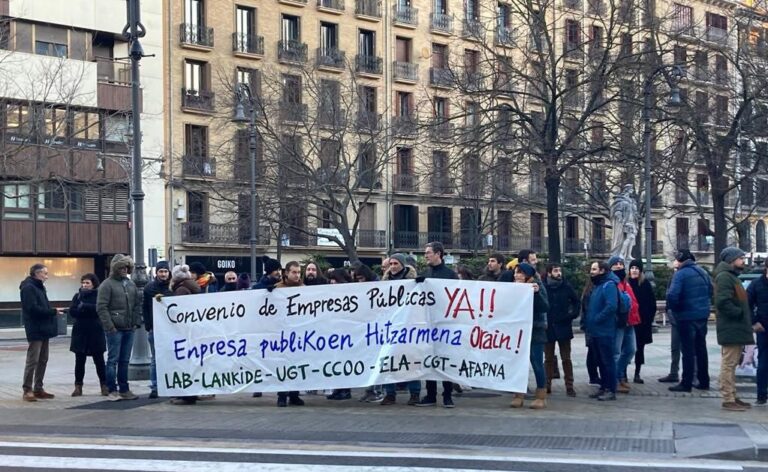 Sindikatuek ortziralean 4 orduko lanuztea deitu dute Nafarroako enpresa publikoetan, hitzarmen propioa eskatzeko