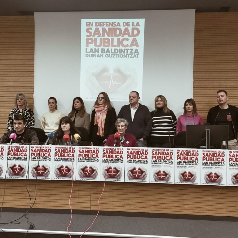 La mayoría sindical de Osasunbidea se movilizará a favor del sistema sanitario público y de unas condiciones dignas para toda la plantilla