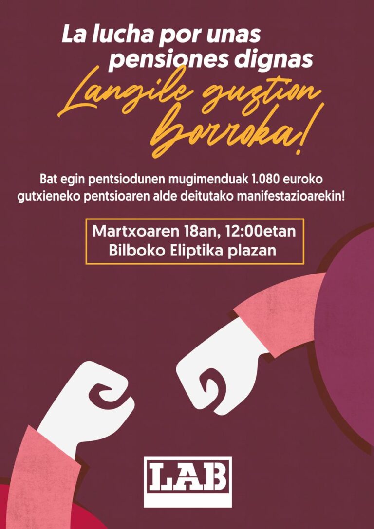 Pentsio publiko duinen aldeko mobilizaziora deitu dugu