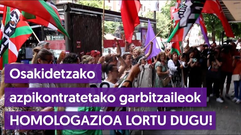 Conseguimos garantizar la homologación para las trabajadoras de limpieza subcontratadas en Osakidetza, que tendrán las mismas condiciones y salarios que las empleadas públicas que prestan el mismo servicio #LortuDugu