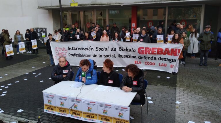 Convocan dos jornadas de huelga en Intervención Social de Bizkaia los días 21 y 28 de diciembre