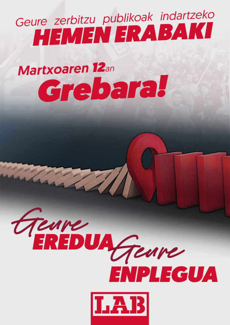 Martxoaren 12ko EAEko zerbitzu publikoetako grebaren atariko, erregistroa eta elkarretaratzeak