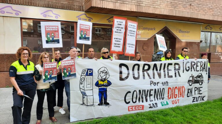 La plantilla de la zona azul de Iruñea estará en huelga los días 25, 26 y 27 de marzo por la negativa de Dornier a negociar un convenio justo