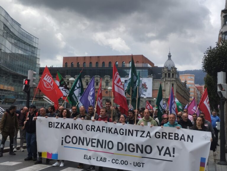 Jarraipen zabala Bizkaiko grafikagintza sektorearen grebaren laugarren egunean