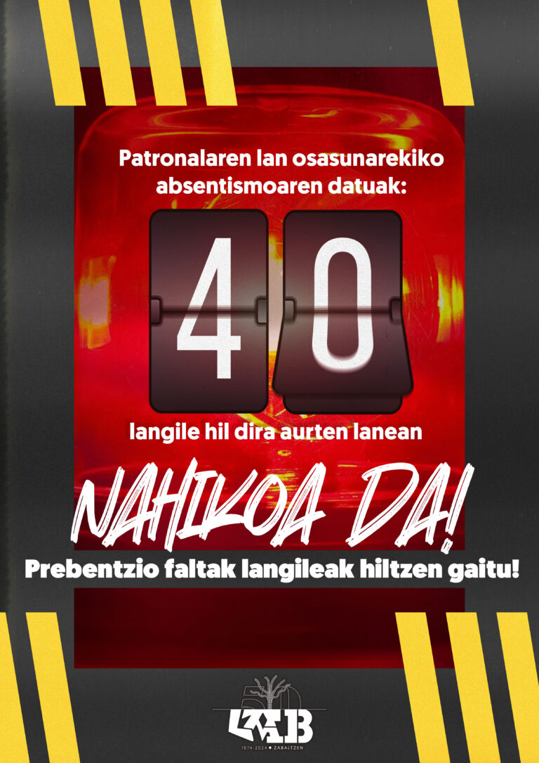 40 laneko heriotza 8 hilabetetan