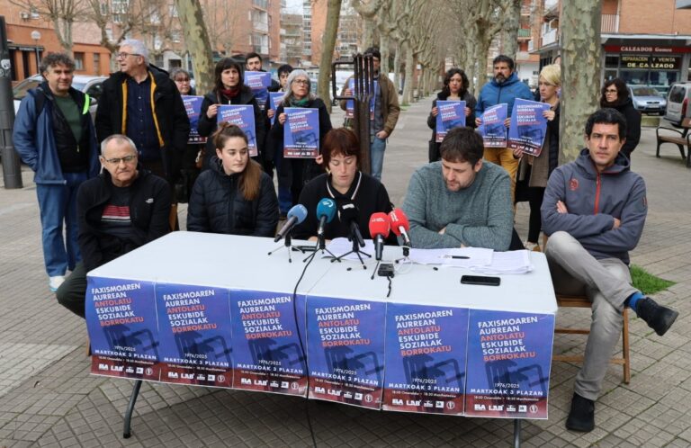 «Faxismoaren aurrean antolatu, eskubide sozialak borrokatu» será el lema de la manifestación de la tarde del 3 de marzo