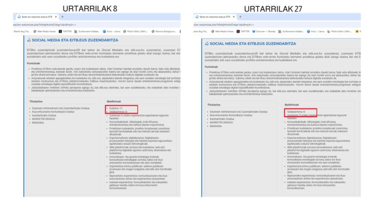 La dirección de EITB ha manipulado las bases de su oferta de trabajo para la Dirección de eitb.eus y Social Media de EITB con el fin de ocultar el incumplimiento de estas en el proceso de selección