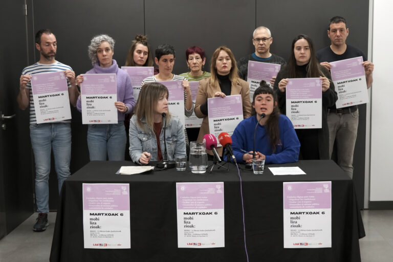 El 6 de marzo nos reafirmaremos en la lucha por transformar la organización social de los cuidados e interpelaremos a los responsables de la privatización en Bilbo e Iruñea